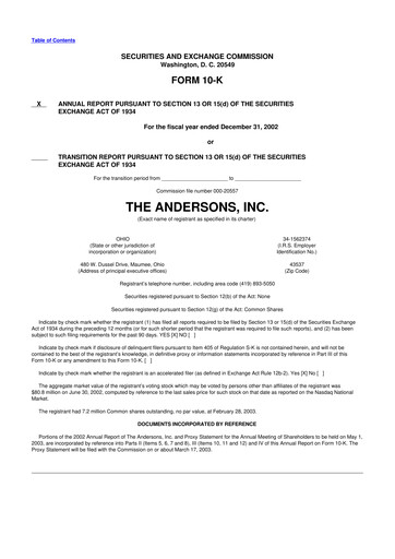 Miniature The Andersons, Inc. 10-K Rapport annuel 