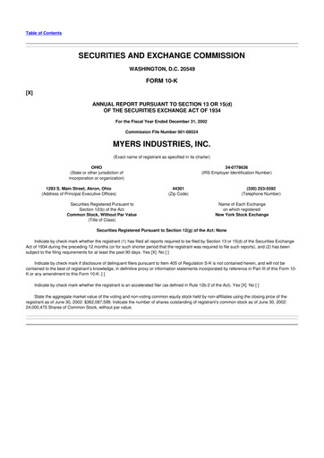 Thumbnail Myers Industries 10-K Annual Report 