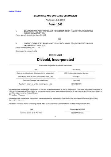 Thumbnail Diebold Nixdorf
 10-Q Quarterly Report FY 