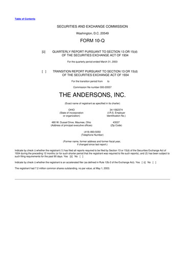 Thumbnail The Andersons, Inc. 10-Q Quarterly Report FY 