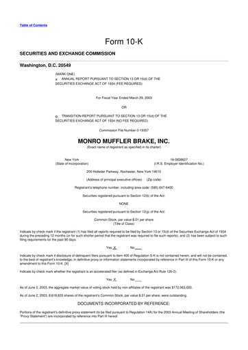 Thumbnail Monro 10-K Annual Report 