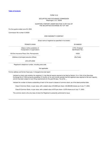Thumbnail Erie Indemnity 10-Q Quarterly Report FY 