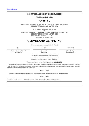 Vorschaubild Cleveland-Cliffs 10-Q Quartalsbericht  