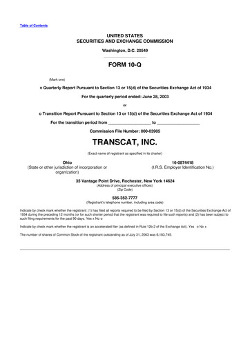 Thumbnail Transcat 10-Q Quarterly Report FY 