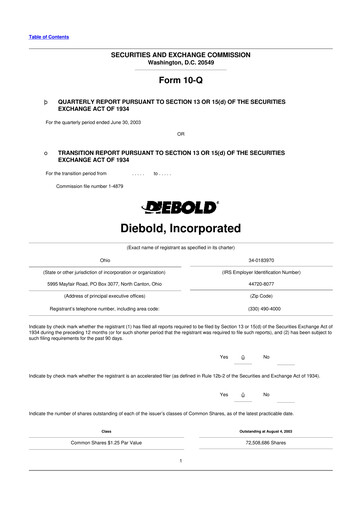Thumbnail Diebold Nixdorf
 10-Q Quarterly Report FY 