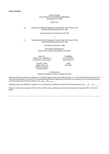 Thumbnail M&T Bank 10-Q Quarterly Report FY 