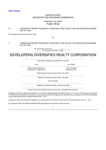 Thumbnail SITE Centers
 10-Q Quarterly Report FY 