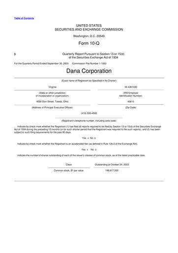 Thumbnail Dana Incorporated 10-Q Quarterly Report FY 