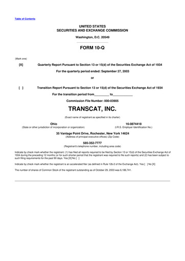 Thumbnail Transcat 10-Q Quarterly Report FY 