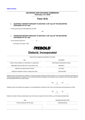 Thumbnail Diebold Nixdorf
 10-Q Quarterly Report FY 