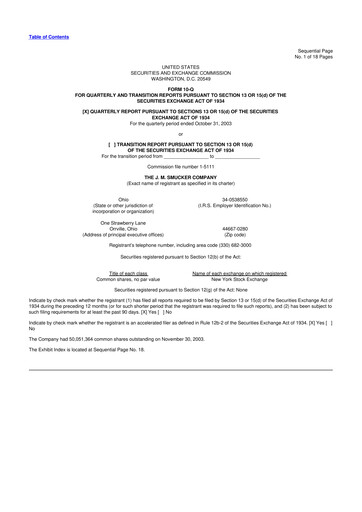 Thumbnail J.M. Smucker Company 10-Q Quarterly Report FY 