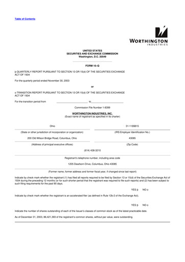 Thumbnail Worthington Enterprises 10-Q Quarterly Report FY 
