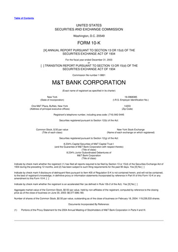 Thumbnail M&T Bank 10-K Annual Report 