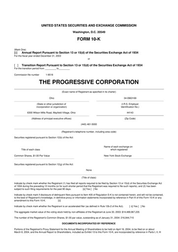 Thumbnail Progressive 10-K Annual Report 