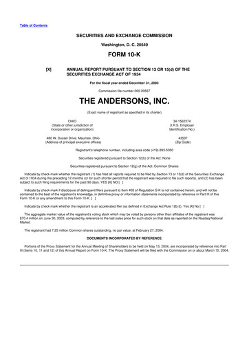 Miniature The Andersons, Inc. 10-K Rapport annuel 