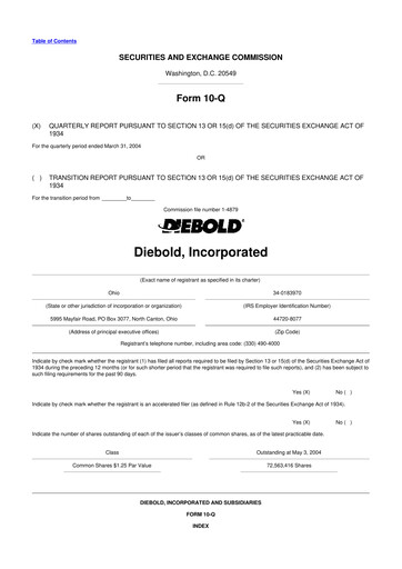 Thumbnail Diebold Nixdorf
 10-Q Quarterly Report FY 