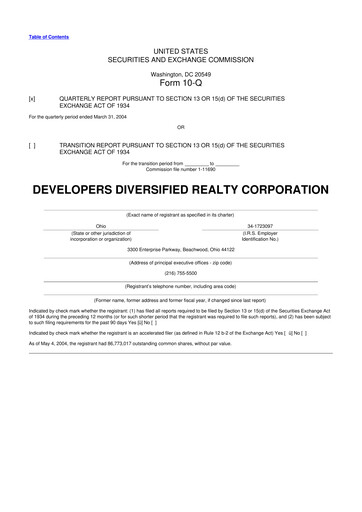 Thumbnail SITE Centers
 10-Q Quarterly Report FY 