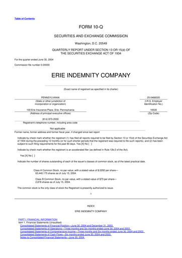 Thumbnail Erie Indemnity 10-Q Quarterly Report FY 