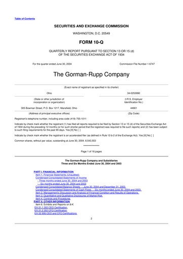 Vorschaubild Gorman-Rupp 10-Q Quartalsbericht  