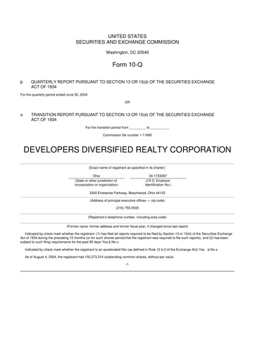 Thumbnail SITE Centers
 10-Q Quarterly Report FY 