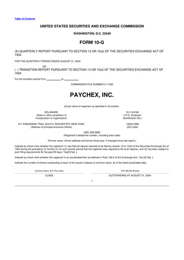 Vorschaubild Paychex 10-Q Quartalsbericht  