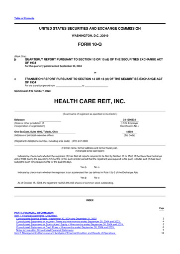 Miniature Welltower
 10-Q Rapport trimestriel  