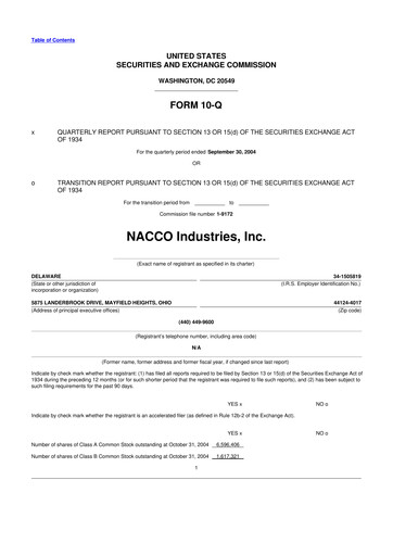 Thumbnail NACCO Industries
 10-Q Quarterly Report FY 