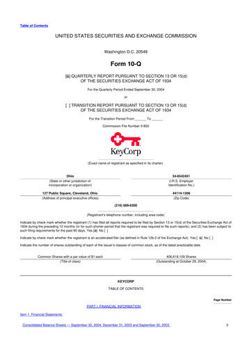 Miniature KeyCorp (KeyBank) 10-Q Rapport trimestriel  