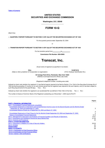 Thumbnail Transcat 10-Q Quarterly Report FY 