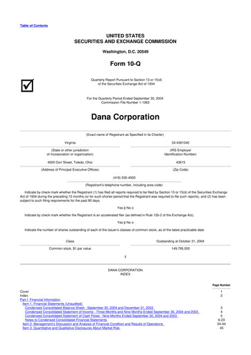 Thumbnail Dana Incorporated 10-Q Quarterly Report FY 