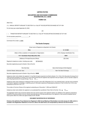 Miniature ScottsMiracle-Gro 10-K Rapport annuel 