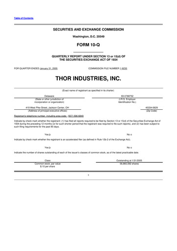 Thumbnail Thor Industries
 10-Q Quarterly Report FY 