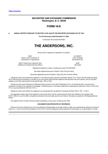Miniature The Andersons, Inc. 10-K Rapport annuel 