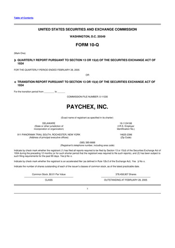 Vorschaubild Paychex 10-Q Quartalsbericht  