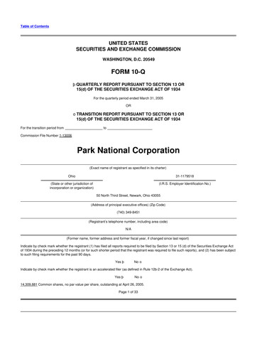 Thumbnail Park National Corp 10-Q Quarterly Report FY 