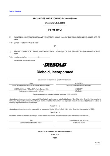 Thumbnail Diebold Nixdorf
 10-Q Quarterly Report FY 