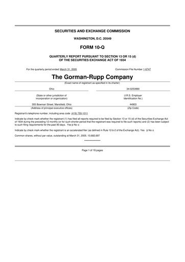 Vorschaubild Gorman-Rupp 10-Q Quartalsbericht  