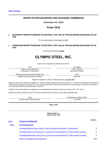 Thumbnail Olympic Steel
 10-Q Quarterly Report FY 