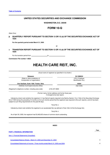 Miniature Welltower
 10-Q Rapport trimestriel  