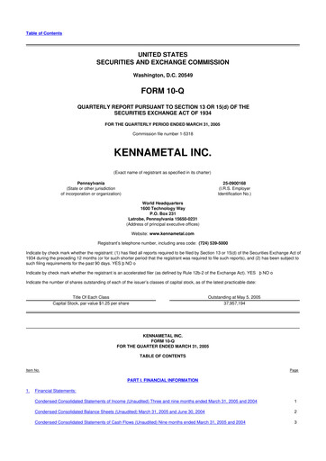 Vorschaubild Kennametal 10-Q Quartalsbericht  