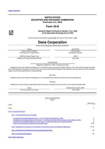 Thumbnail Dana Incorporated 10-Q Quarterly Report FY 