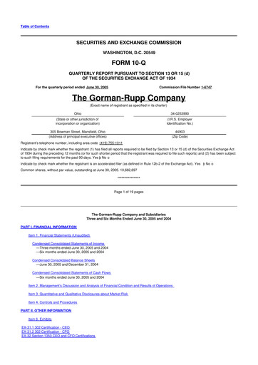 Vorschaubild Gorman-Rupp 10-Q Quartalsbericht  