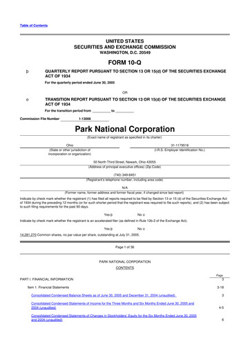 Thumbnail Park National Corp 10-Q Quarterly Report FY 