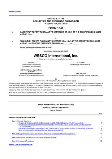 Vorschaubild WESCO International
 10-Q Quartalsbericht  