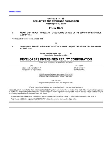 Thumbnail SITE Centers
 10-Q Quarterly Report FY 