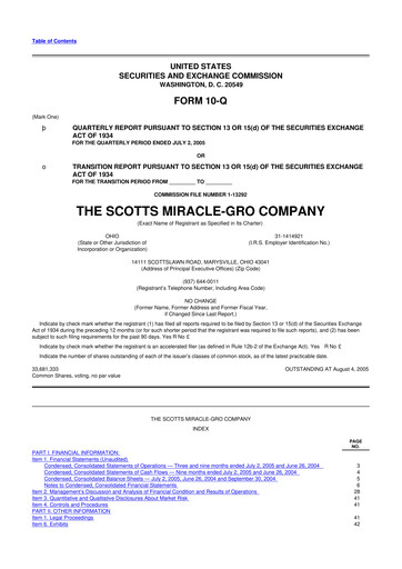 Thumbnail ScottsMiracle-Gro 10-Q Quarterly Report FY 