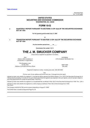 Thumbnail J.M. Smucker Company 10-Q Quarterly Report FY 