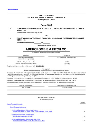 Miniature Abercrombie & Fitch 10-Q Rapport trimestriel  
