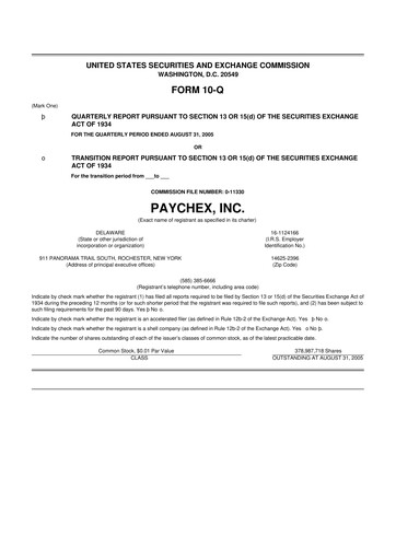 Vorschaubild Paychex 10-Q Quartalsbericht  