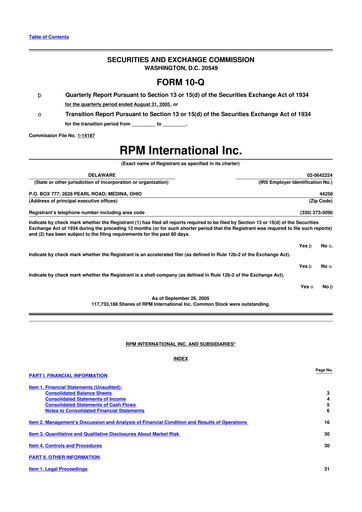 Thumbnail RPM International
 10-Q Quarterly Report FY 